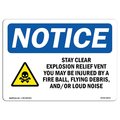 Signmission OSHA Notice Sign, 7" H, 10" W, Aluminum, Stay Clear Explosion Relief Sign With Symbol, Landscape OS-NS-A-710-L-18433
